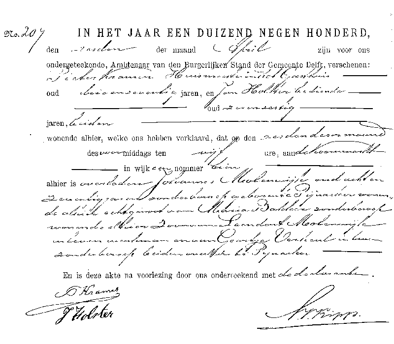 19000406 ovl akte 207 Johannes Molenwijk ev Maria Bakker